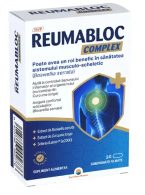 Reumabloc Complex – 30 Comprimate – Suport Avansat pentru Articulații și Sistemul Musculo-Scheletic cu Boswellia, Curcuma și Seleniu