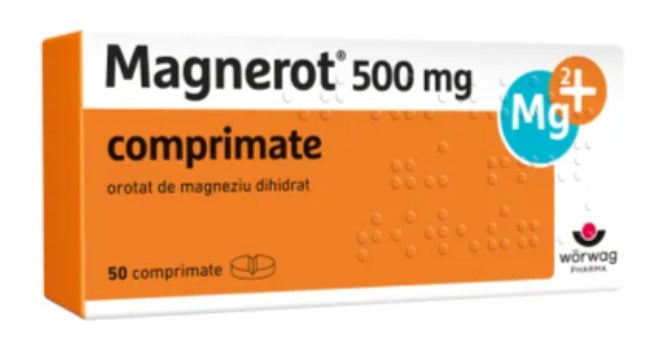 Magnerot 500 mg – Magnesium Supplement for Heart & Muscle Health, 50 Tablets