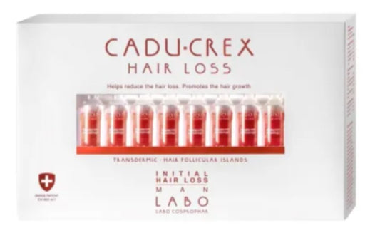 Cadu-Crex Initial Hair Loss Treatment for Men – 20 Ampoules – Stimulates Hair Regrowth with Transdermic Technology