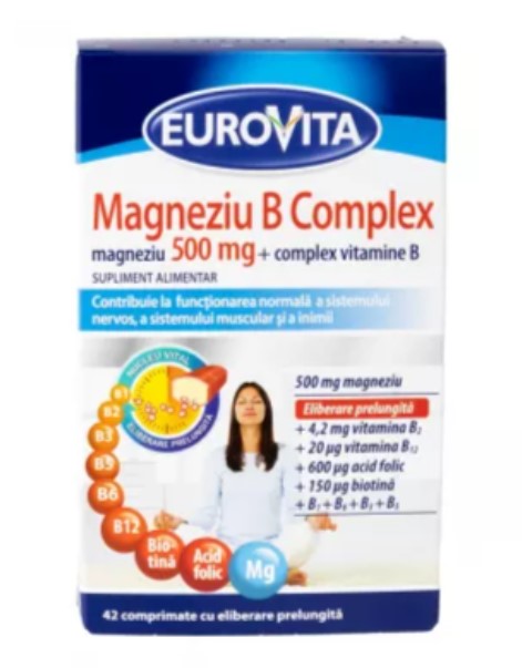Eurovita Magnesium + B Complex – 42 Tablets for Stress and Energy Support