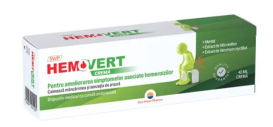 Hemovert Cream 40 ml – Escin & Menthol Rectal & External Relief for Hemorrhoids & Proctitis