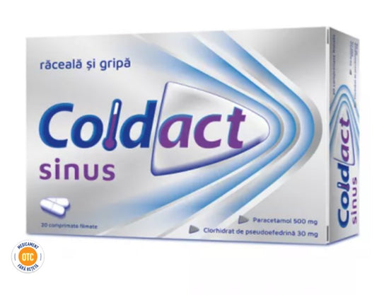 Coldact Sinus 500 mg/30 mg – Cold & Sinus Relief, 20 Tablets