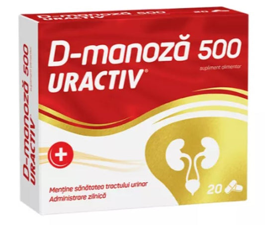 Uractiv D-Mannose 500 mg – Urinary Tract Cleanse, 20 Capsules