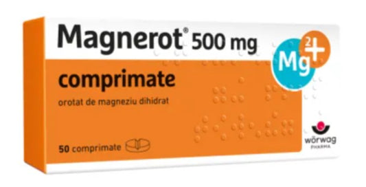 Magnerot 500 mg – Magnesium Supplement for Heart & Muscle Health, 50 Tablets