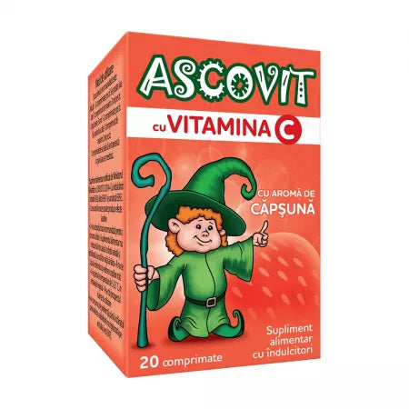 Ascovit with Vitamin C strawberry flavor, 20 tablets, for children