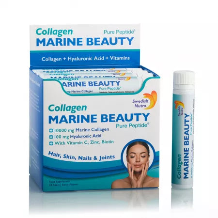 Marine Beauty Liquid Collagen, 20 vials, Swedish Nutra for Hair, Skin, Nails & Joints, advanced formula