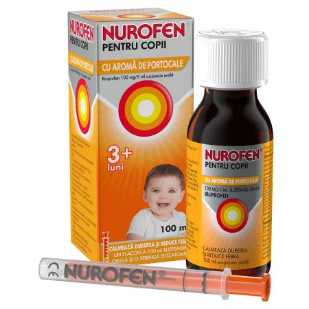 Nurofen orange-flavored syrup for children 3 months+, 100 mg/5 ml, 100 ml