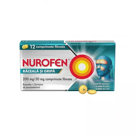 Nurofen cold and flu, 200 mg/30 mg, 12 film-coated tablets, Reckitt Benckiser