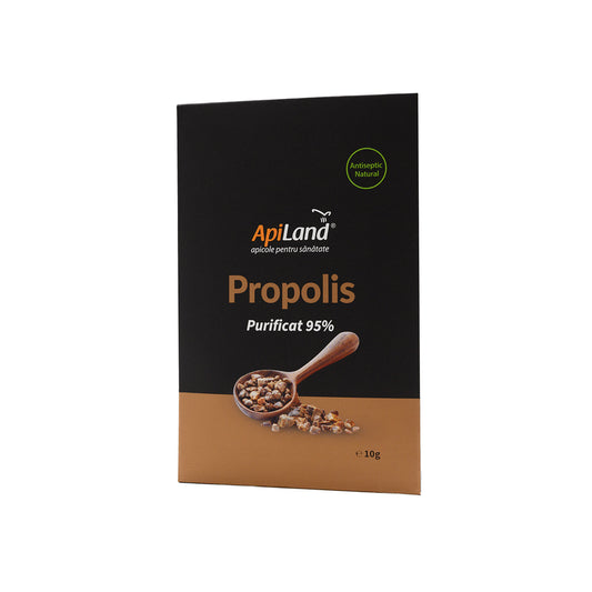 Raw propolis 95% purity, 10 g, Apiland - energy boost, for immunity, respiratory conditions, wounds.